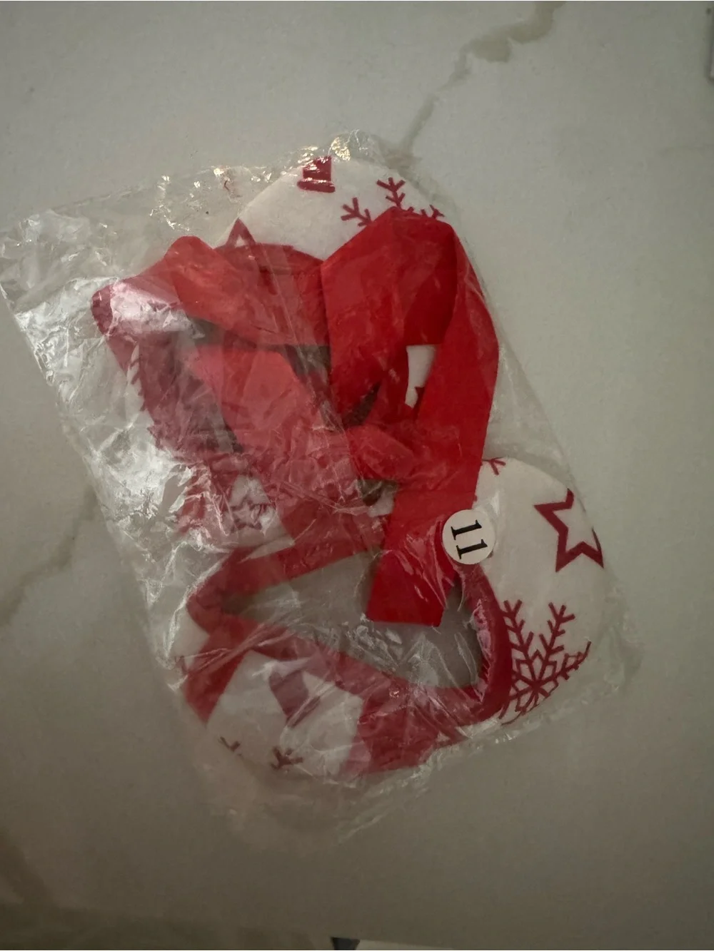 Baby’s White and Red Holiday Soft-Soled Shoes